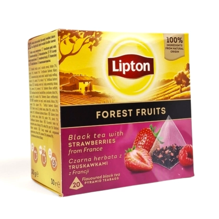 Herbata czarna ekspresowa Lipton z truskawkami z Francji 20 piramidek